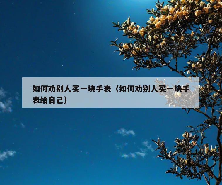 如何劝别人买一块手表(如何劝别人买一块手表给自己)