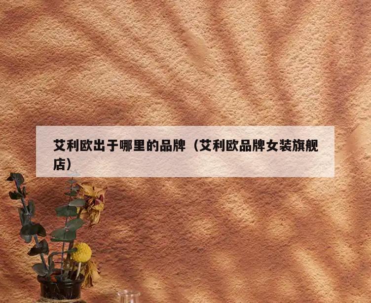艾利欧出于哪里的品牌(艾利欧品牌女装旗舰店)