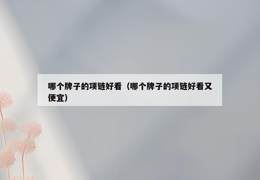 哪个牌子的项链好看(哪个牌子的项链好看又便宜)