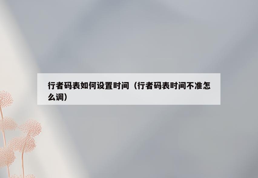 行者码表如何设置时间(行者码表时间不准怎么调)