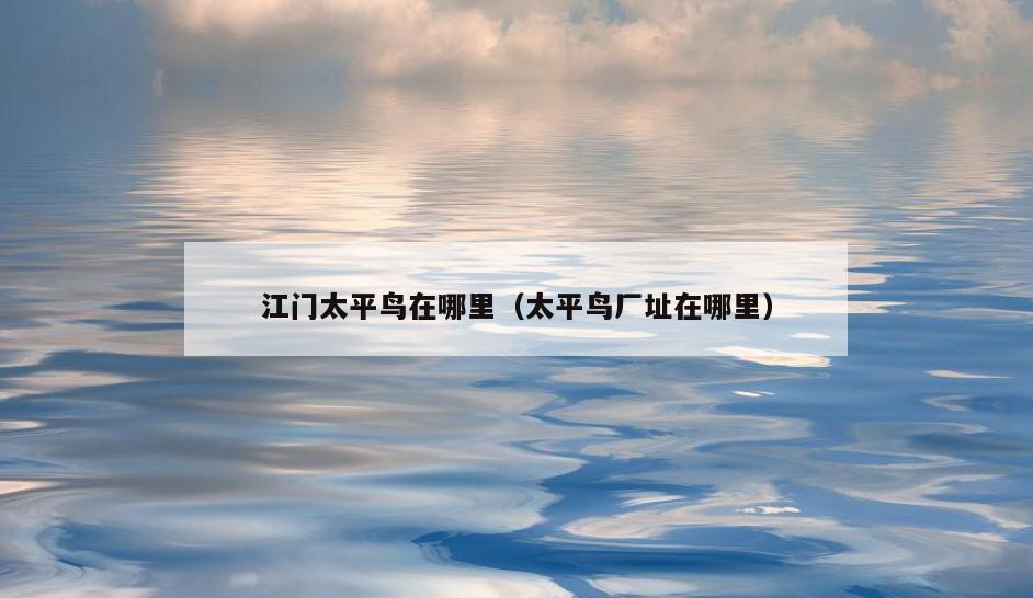 江门太平鸟在哪里(太平鸟厂址在哪里)
