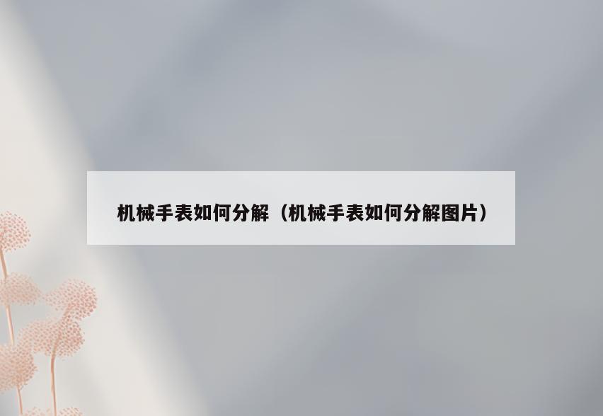 机械手表如何分解(机械手表如何分解图片)