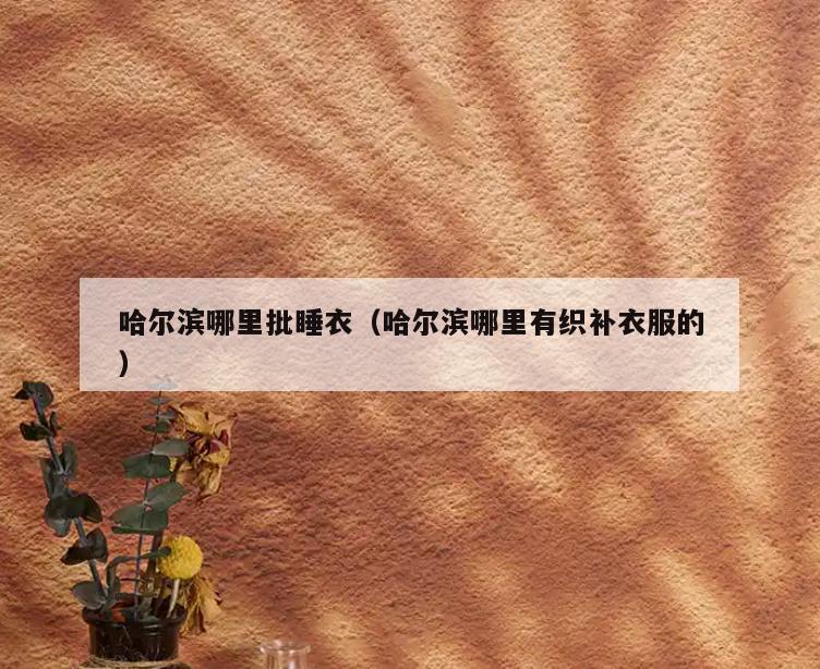 哈尔滨哪里批睡衣(哈尔滨哪里有织补衣服的)