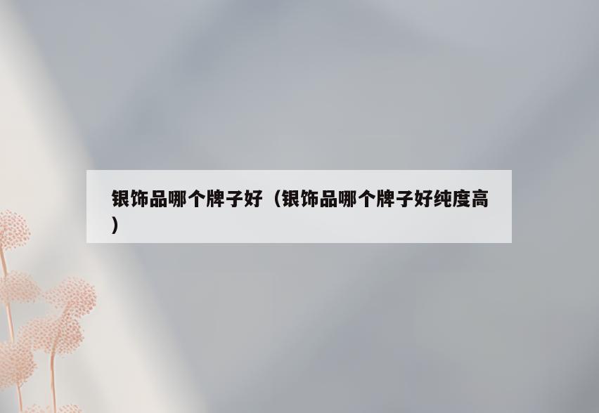 银饰品哪个牌子好(银饰品哪个牌子好纯度高)