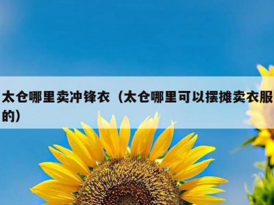 太仓哪里卖冲锋衣（太仓哪里可以摆摊卖衣服的）