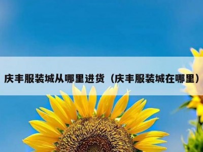 庆丰服装城从哪里进货（庆丰服装城在哪里）