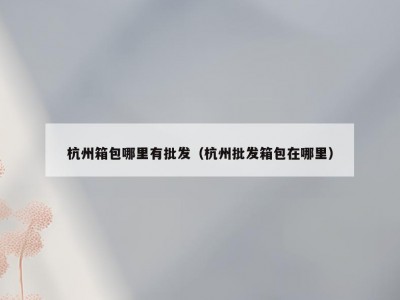 杭州箱包哪里有批发（杭州批发箱包在哪里）