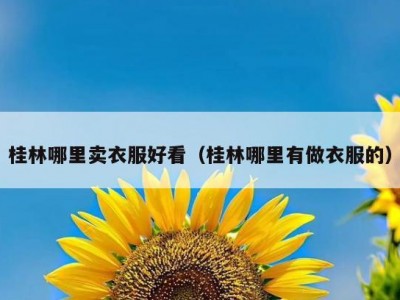 桂林哪里卖衣服好看（桂林哪里有做衣服的）