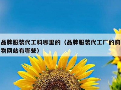 品牌服装代工料哪里的（品牌服装代工厂的购物网站有哪些）