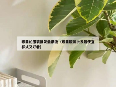 哪里的服装批发最潮流（哪里服装批发最便宜样式又好看）