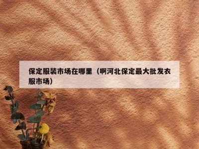 保定服装市场在哪里（啊河北保定最大批发衣服市场）