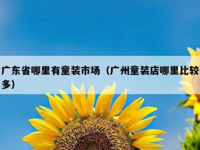 广东省哪里有童装市场（广州童装店哪里比较多）