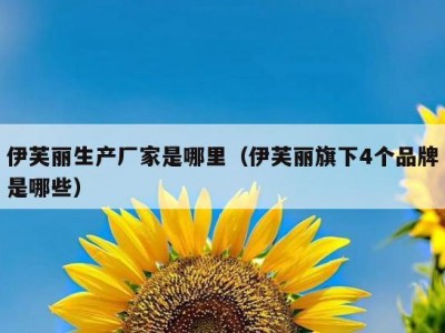 伊芙丽生产厂家是哪里（伊芙丽旗下4个品牌是哪些）