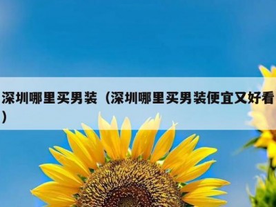 深圳哪里买男装（深圳哪里买男装便宜又好看）