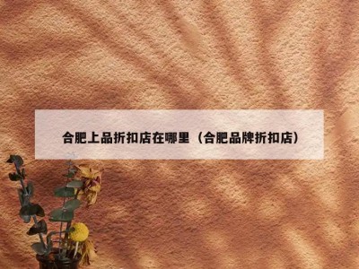 合肥上品折扣店在哪里（合肥品牌折扣店）