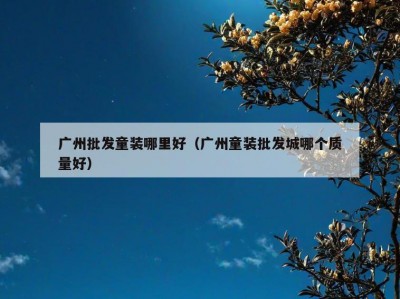广州批发童装哪里好（广州童装批发城哪个质量好）