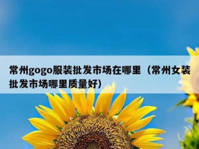 常州gogo服装批发市场在哪里（常州女装批发市场哪里质量好）