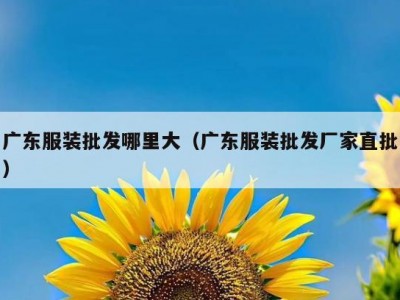 广东服装批发哪里大（广东服装批发厂家直批）
