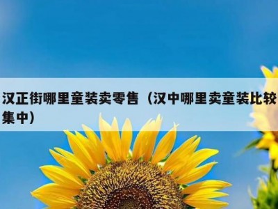 汉正街哪里童装卖零售（汉中哪里卖童装比较集中）